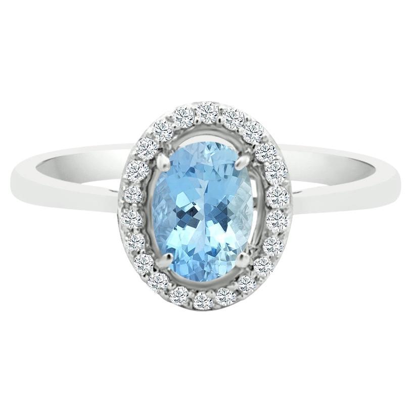 14K White Gold 0.70cts Aquamarine And Diamond Ring. Style# TS1310AQR 22028/10
