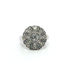 14k White Gold 0.70ctw Round Brilliant Salt & Pepper Diamond Spiral Ring