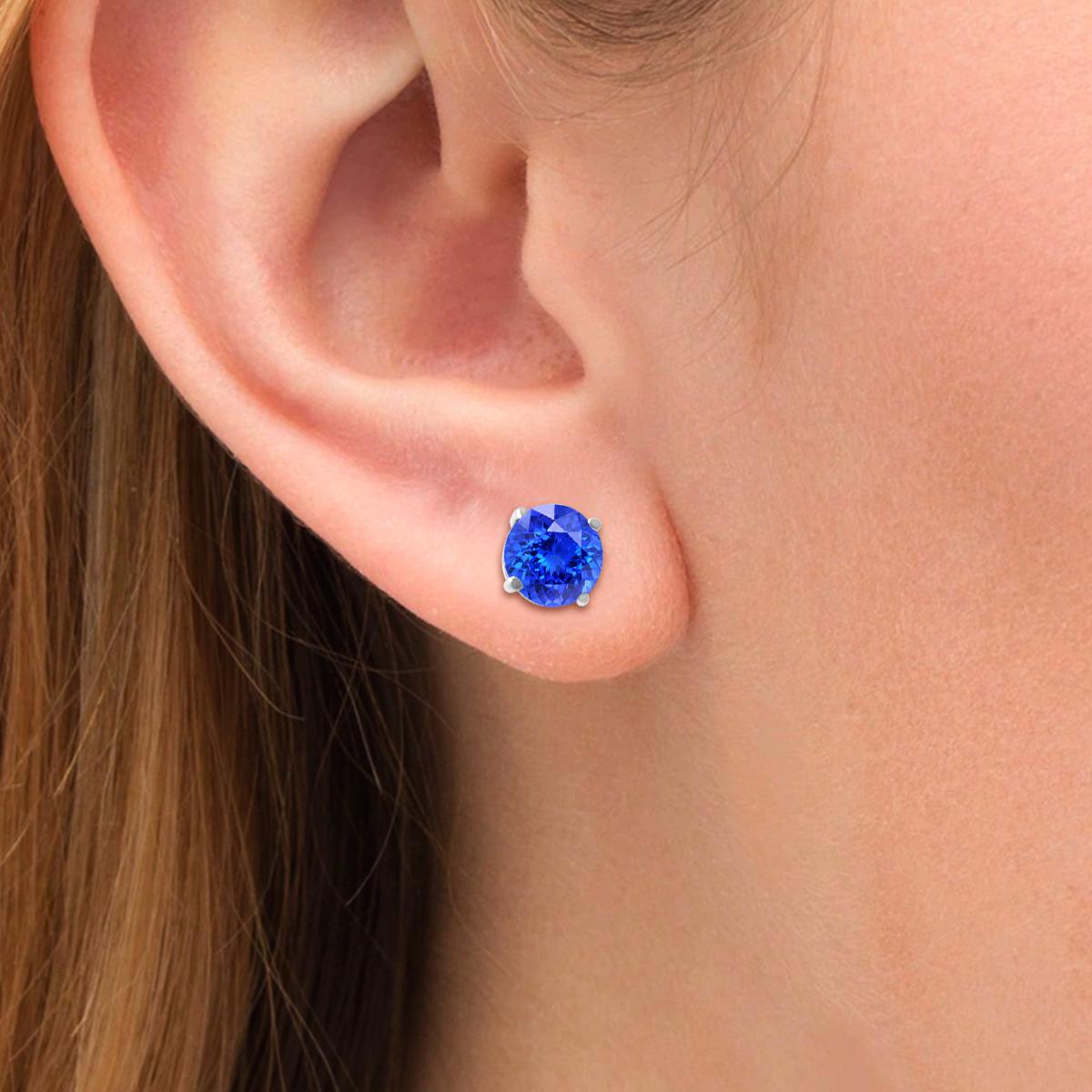 14K White Gold 0.71cts Tanzanite Earring, Style#ER4.5RD100 In New Condition For Sale In New York, NY