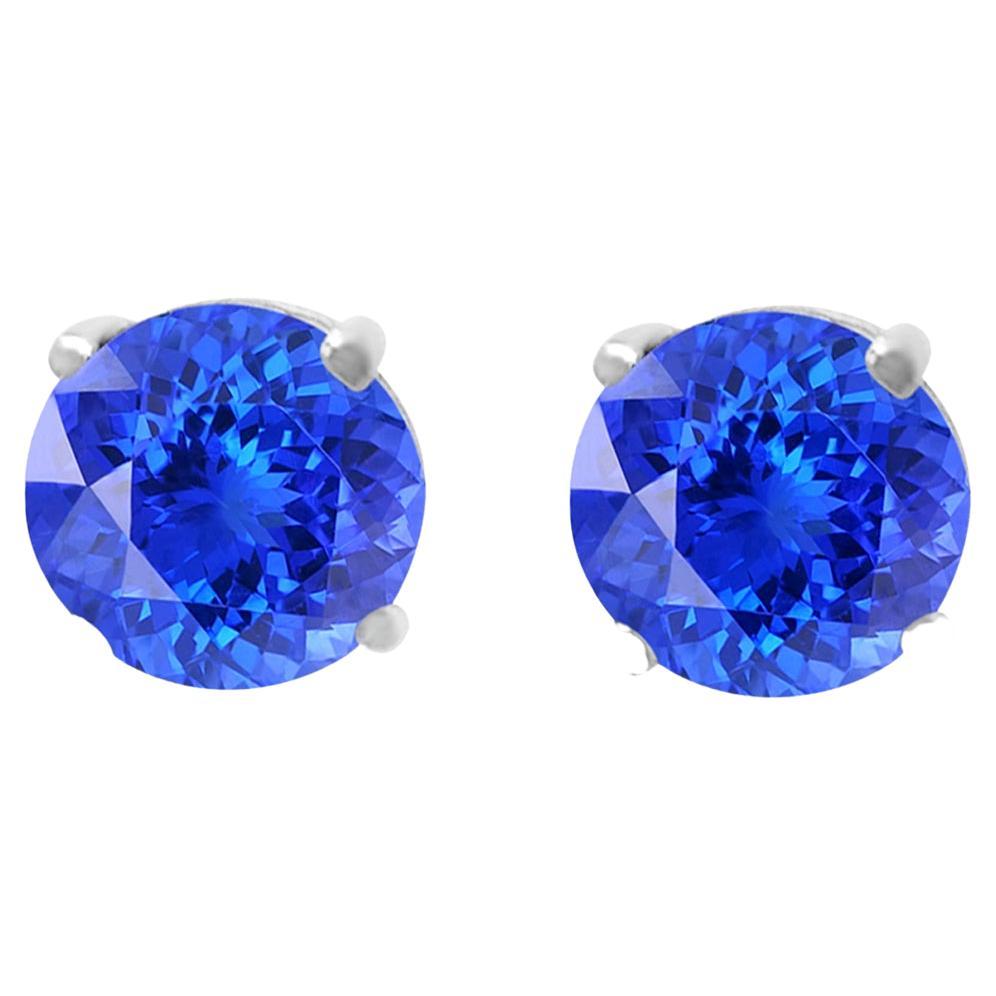 14K White Gold 0.71cts Tanzanite Earring, Style#ER4.5RD100 For Sale