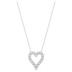 Collier en forme de cœur en or blanc 14 carats avec diamants ronds de 0,75 carat