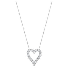 Collier en forme de cœur en or blanc 14 carats avec diamants ronds de 0,75 carat