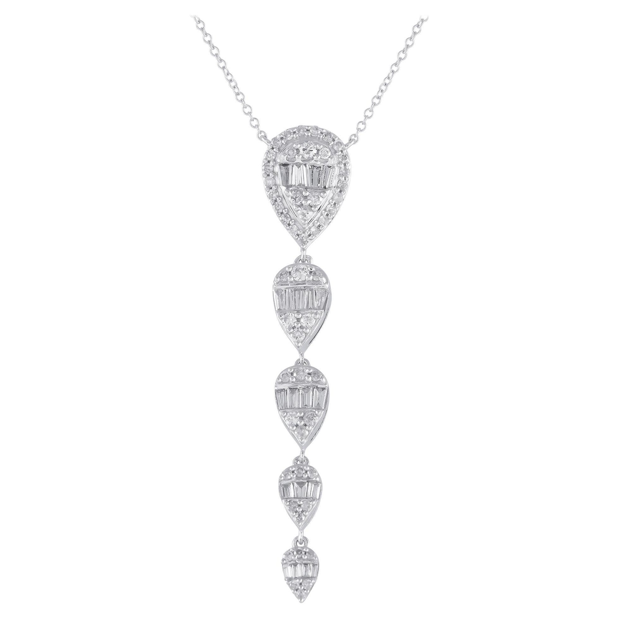 14 Karat Weißgold Halskette mit 0,75 Karat Diamanten