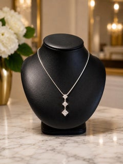 14k White Gold 0.75ctw Diamond Cluster Drop Pendant 16" Snake Chain Necklace