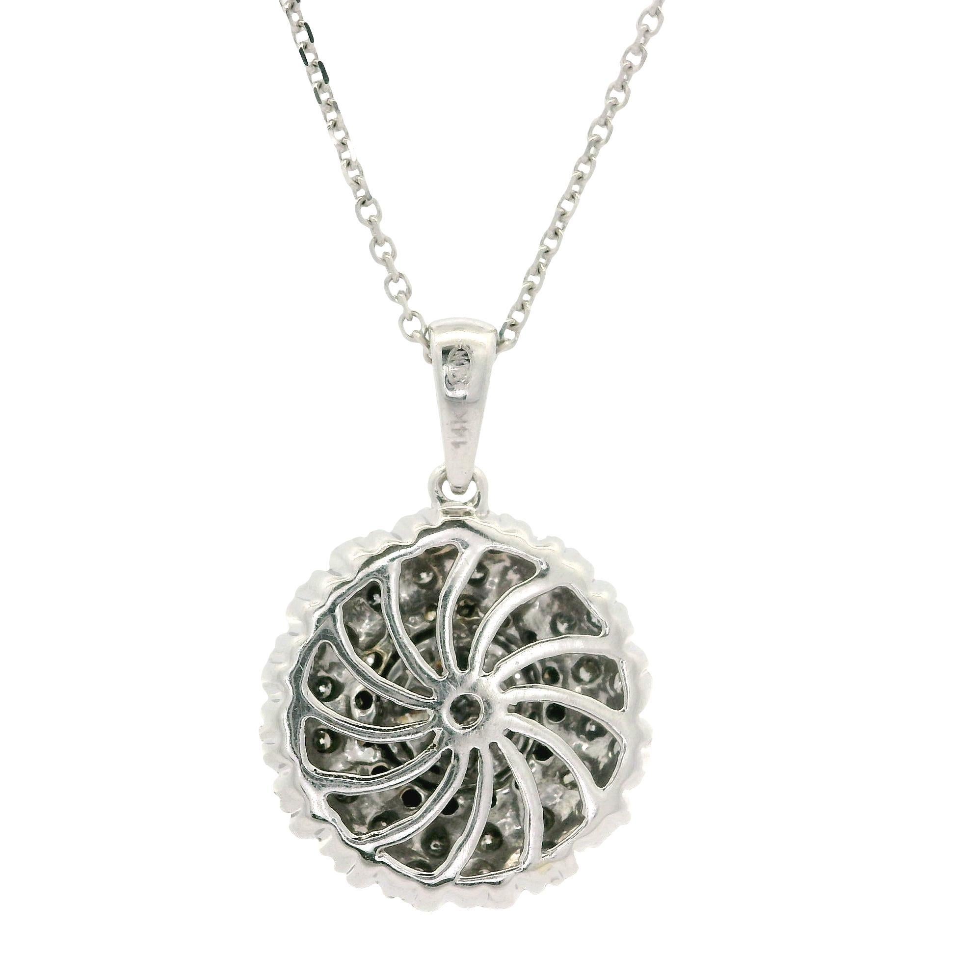 14k Weißgold 0,75ctw Salt & Pepper Diamond Spiral Anhänger Halskette im Angebot 5