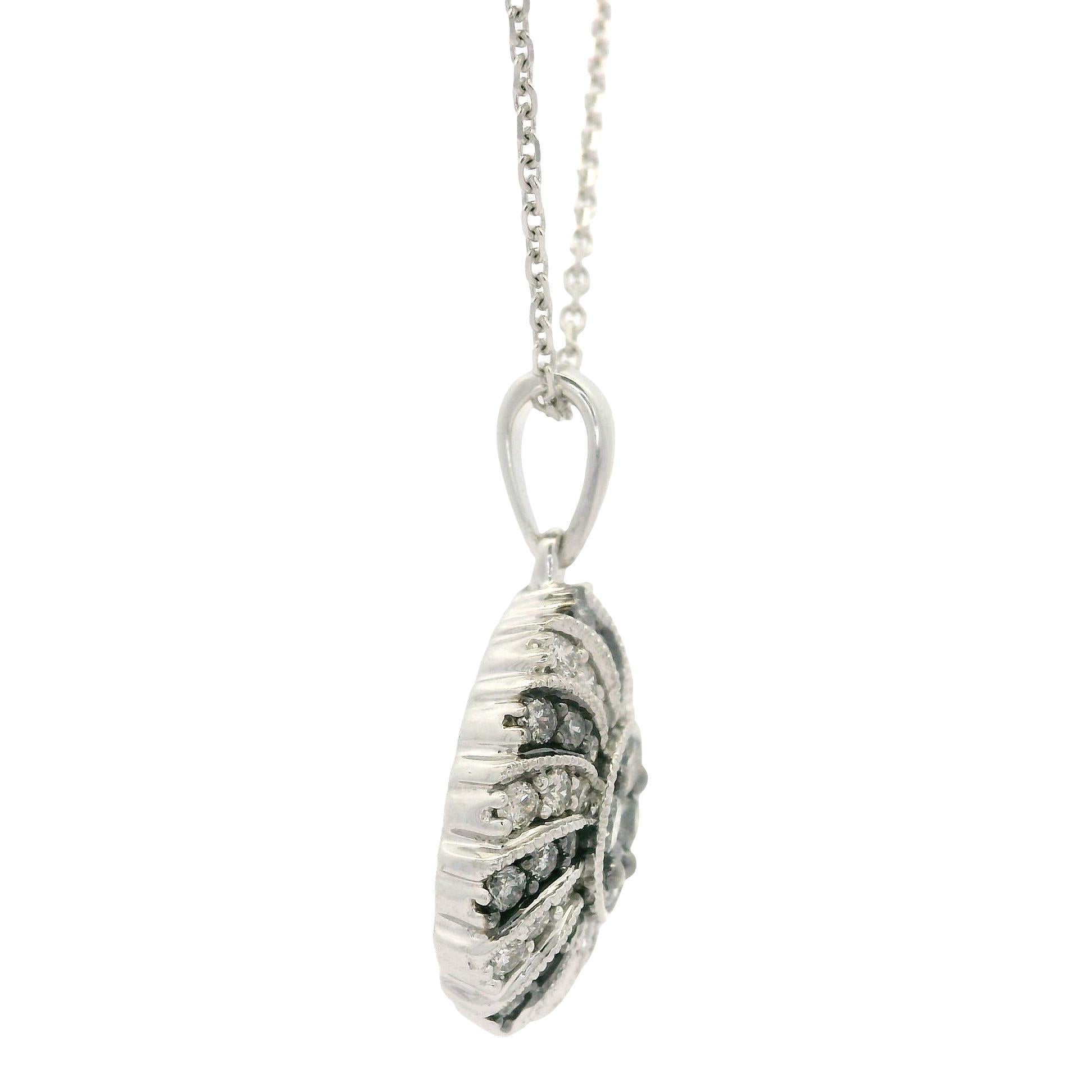 14k Weißgold 0,75ctw Salt & Pepper Diamond Spiral Anhänger Halskette im Angebot 4