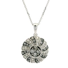 14k White Gold 0.75ctw Salt & Pepper Diamond Spiral Pendant Necklace