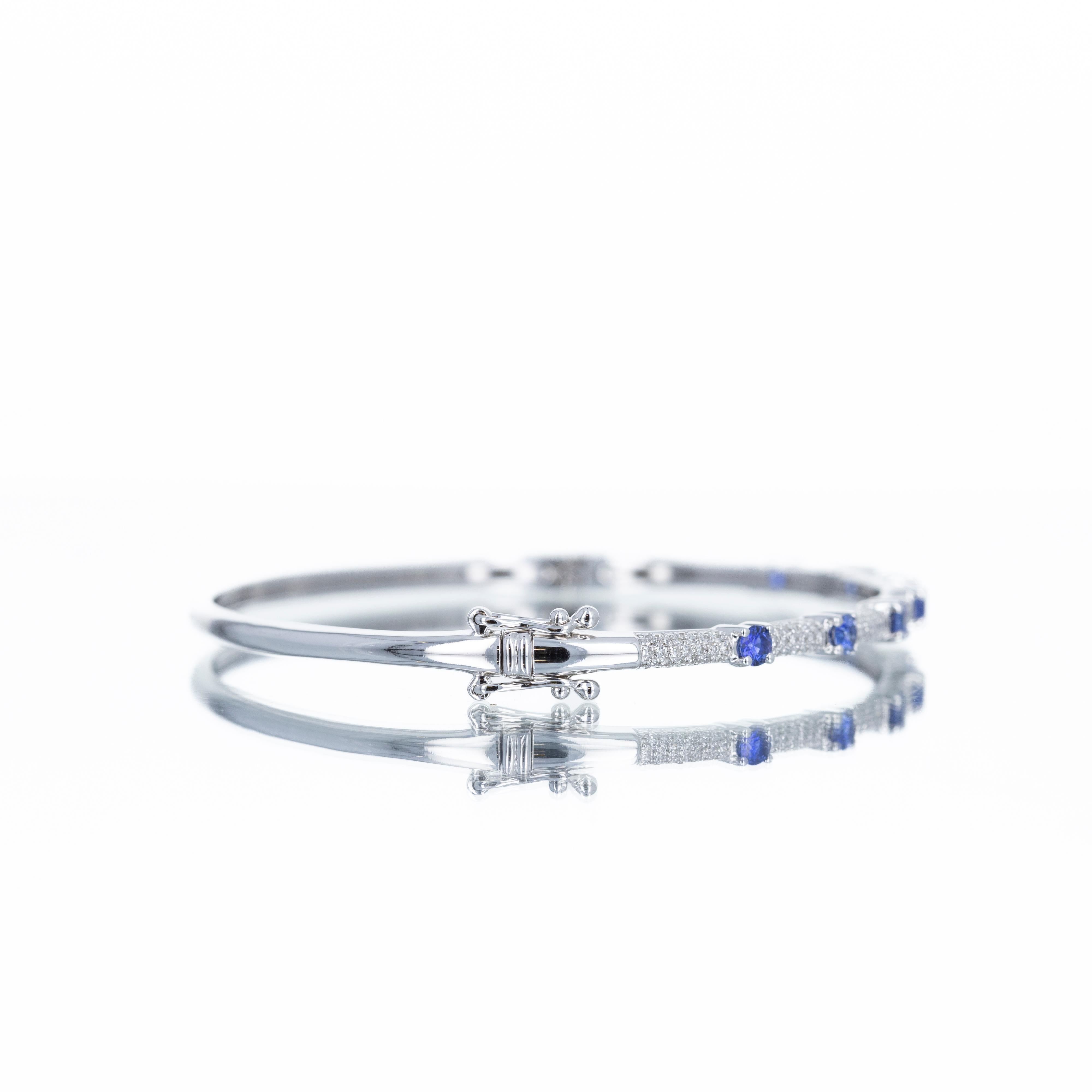 Bracciale Station in oro bianco 14K con zaffiro e diamante da 0,76 carati In condizioni Nuovo in vendita a Cape May, NJ
