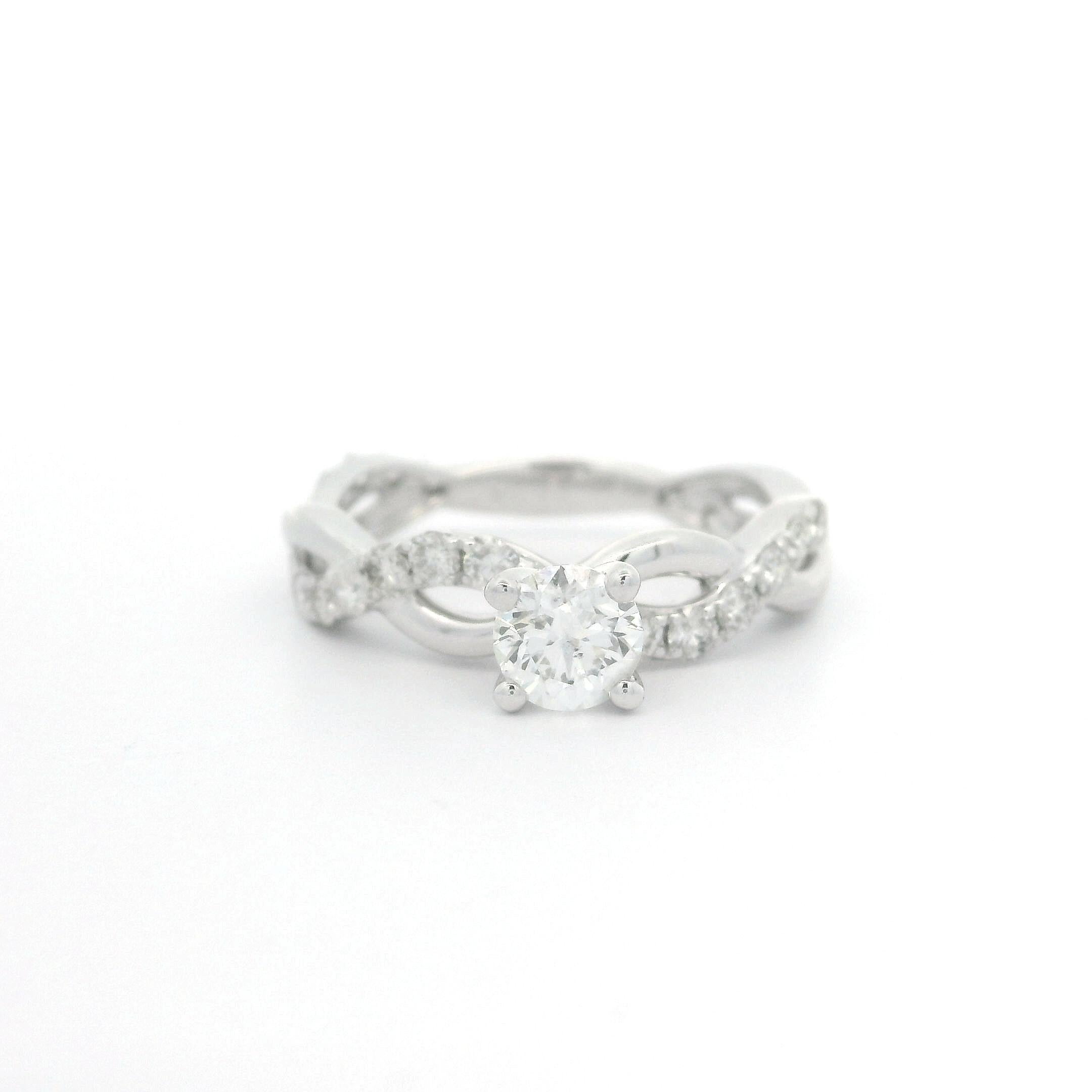 14K White Gold 0.78ctw Diamond Modern Twisted Braided Petite Engagement Ring For Sale 9