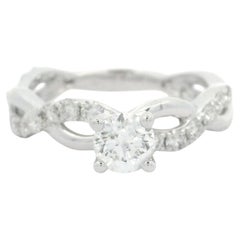 14K White Gold 0.78ctw Diamond Modern Twisted Braided Petite Engagement Ring