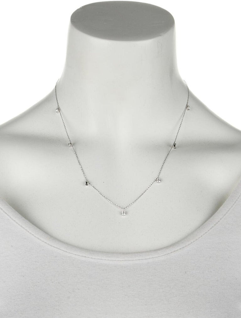 14K White Gold 0.79 Carat Diamond Station Dangle Necklace 1618 inches