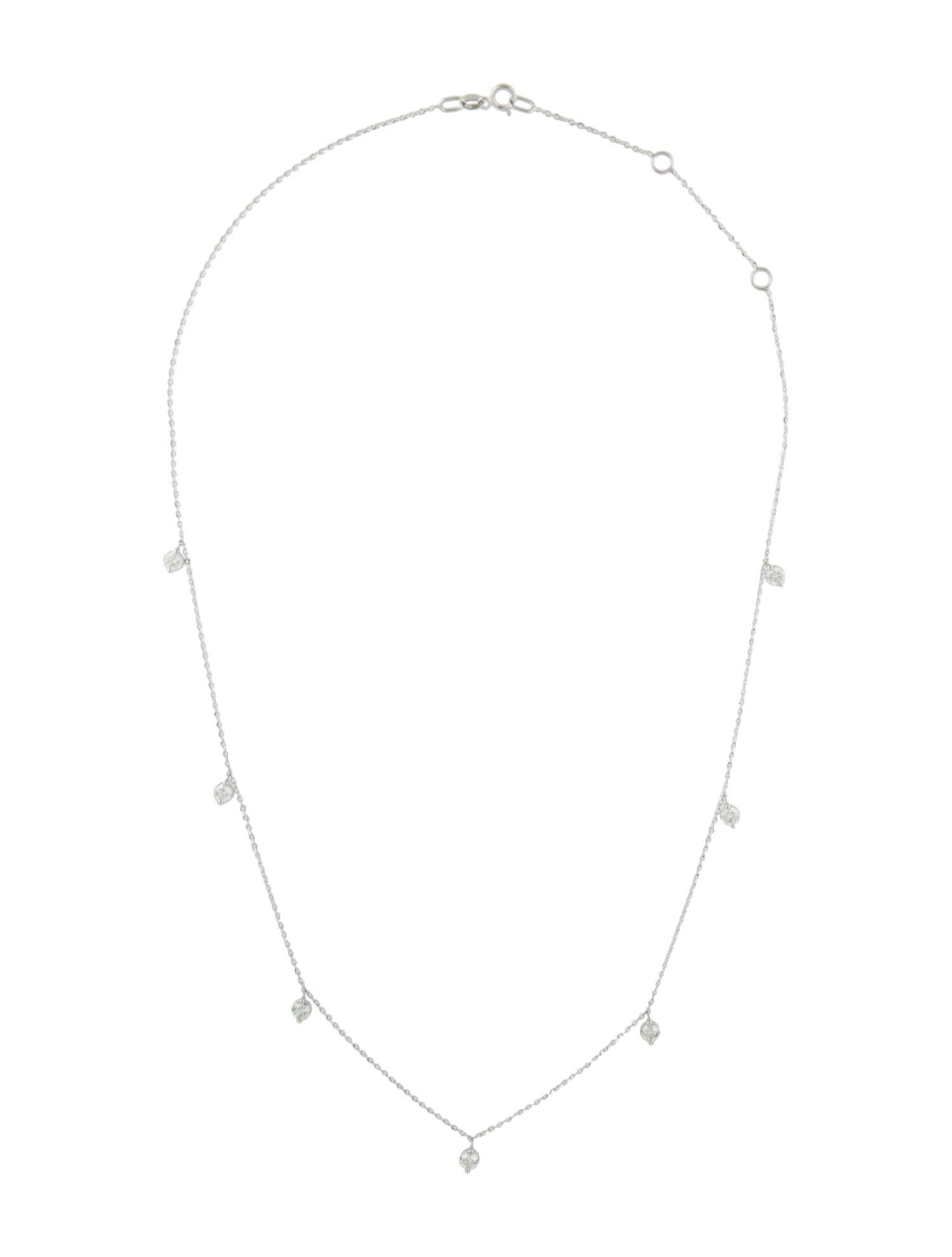 14 Karat Weißgold 0,79 Karat Diamant Halskette mit Station-Anhänger 16-18 Zoll im Zustand „Neu“ im Angebot in Great neck, NY