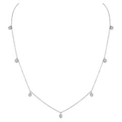 14 Karat Weißgold 0,79 Karat Diamant Halskette mit Station-Anhänger 16-18 Zoll
