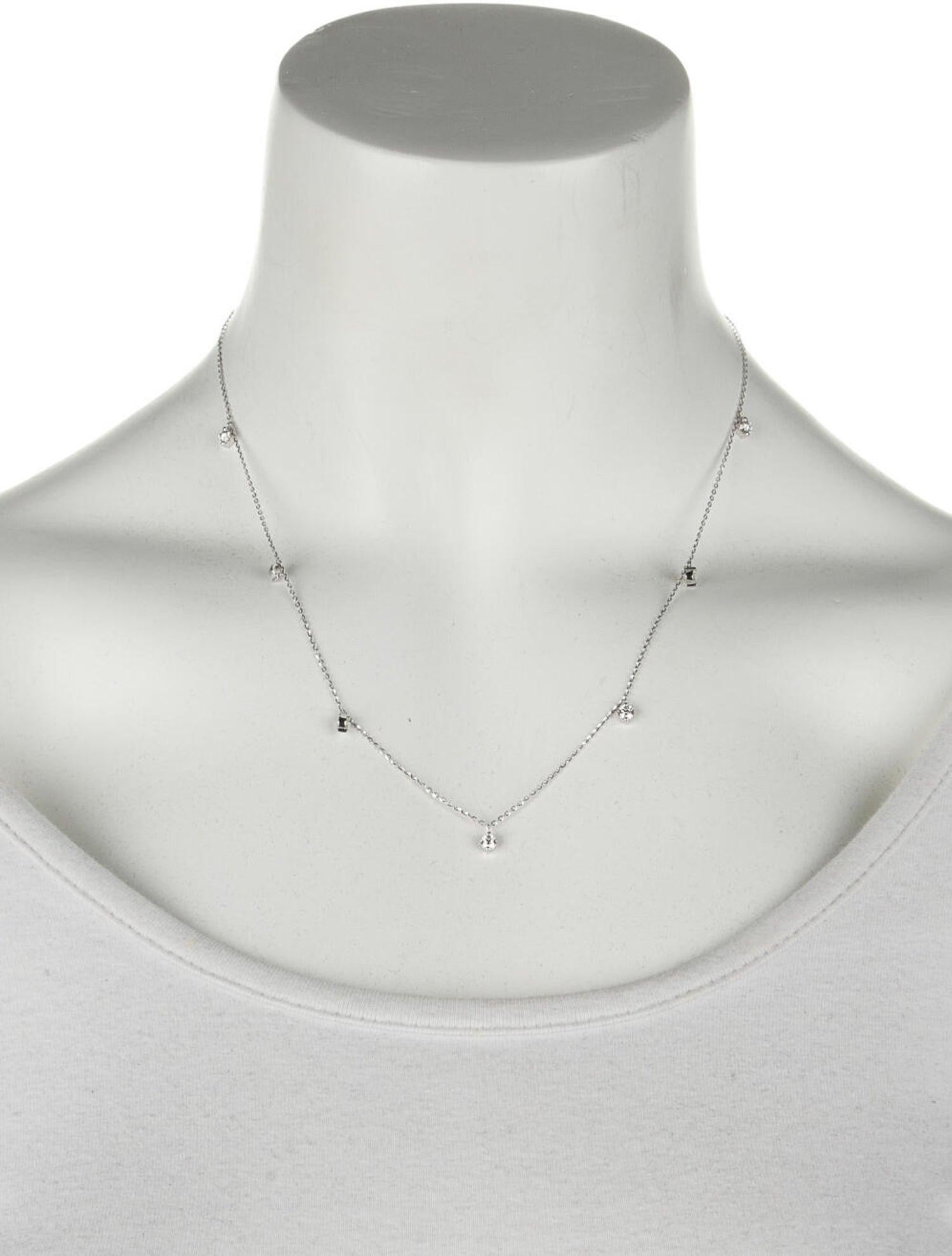 Contemporary 14K White Gold 0.79 Carat Diamond Station Necklace For Sale