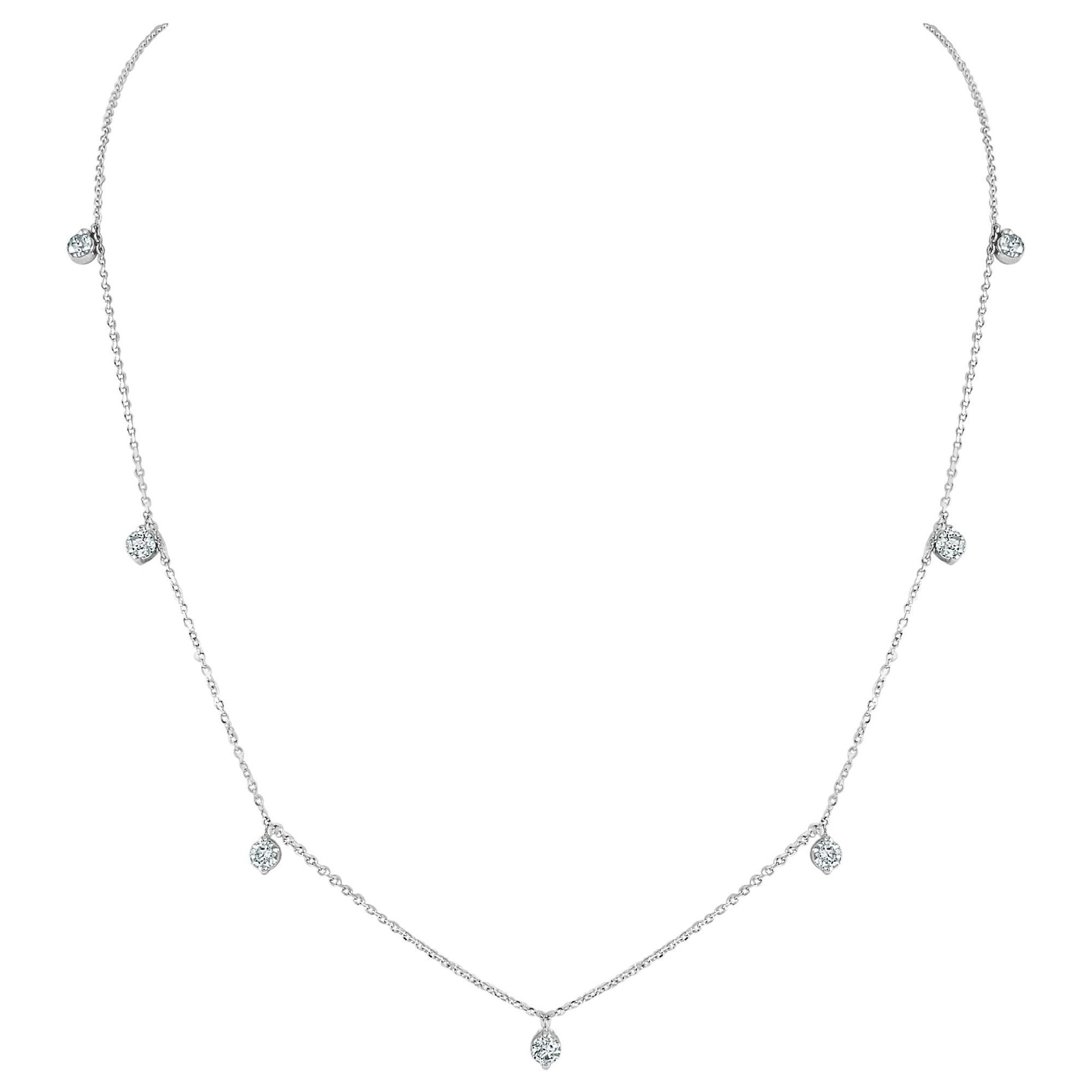 Collier station en or blanc 14 carats avec diamants de 0,79 carat