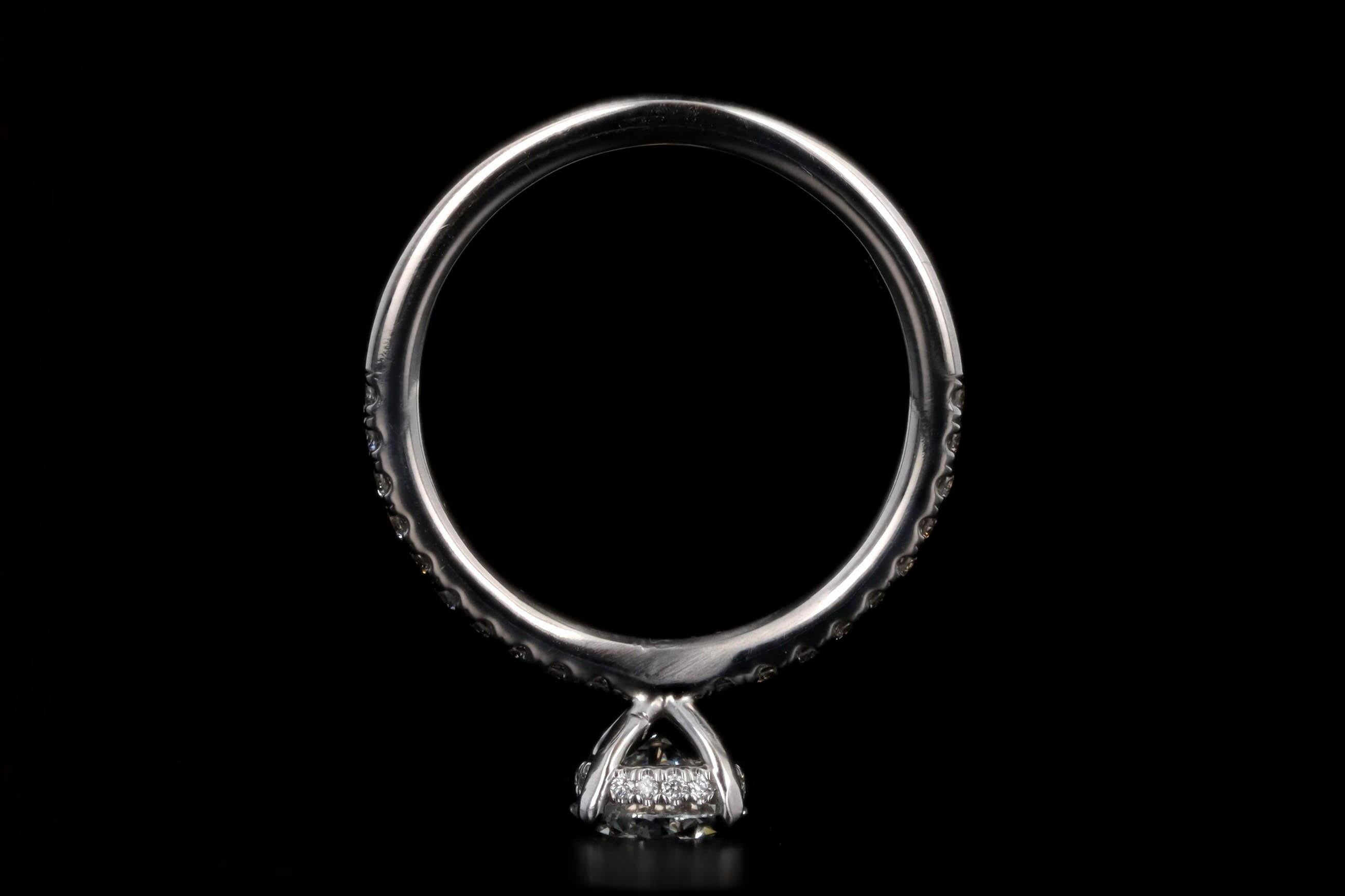 14K White Gold 0.80 Carat Round Brilliant Diamond Hidden Halo Engagement Ring For Sale 1