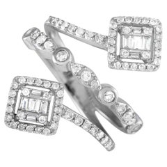 14K White Gold 0.80ct Diamond Triple Band Ring RN31840
