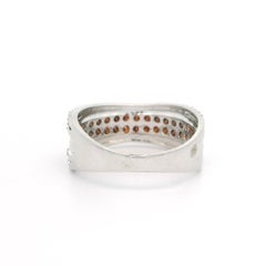 14k White Gold 0.80ctw White & Brown Diamond Wide Band Ring Size 6.5