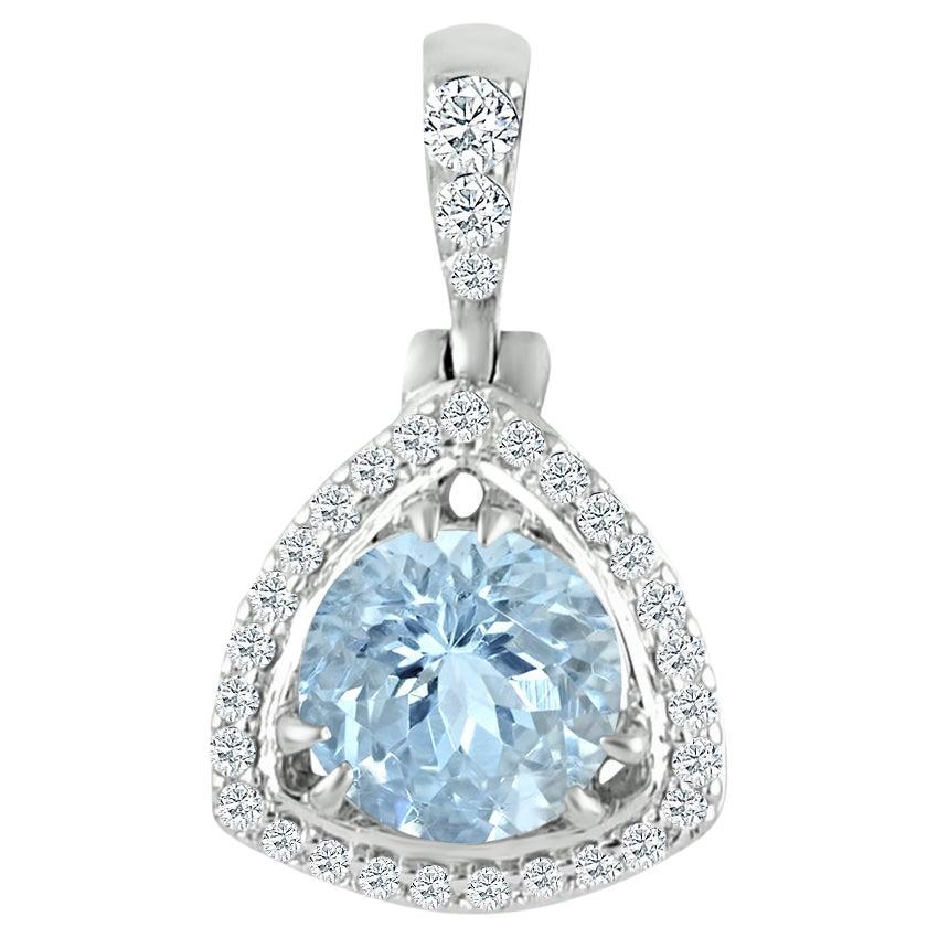 14k White Gold 0.81cts Aquamarine and Diamond Pendant, Style#TS1279AQP 22053/13 For Sale