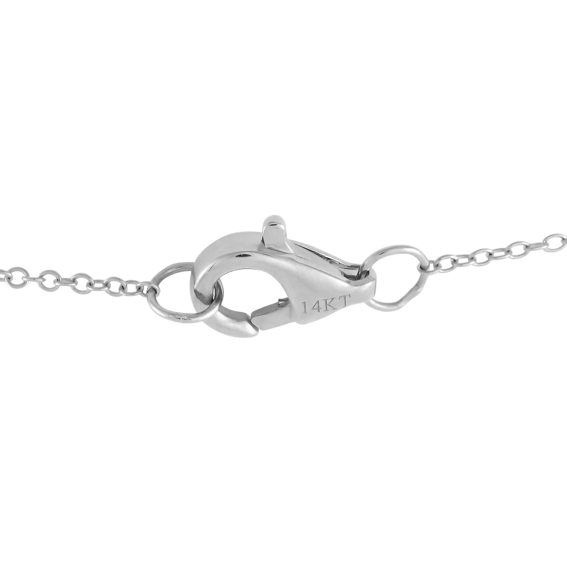 Taille ronde Collier en or blanc 14 carats avec diamants 0,82 carat NK01642-W en vente