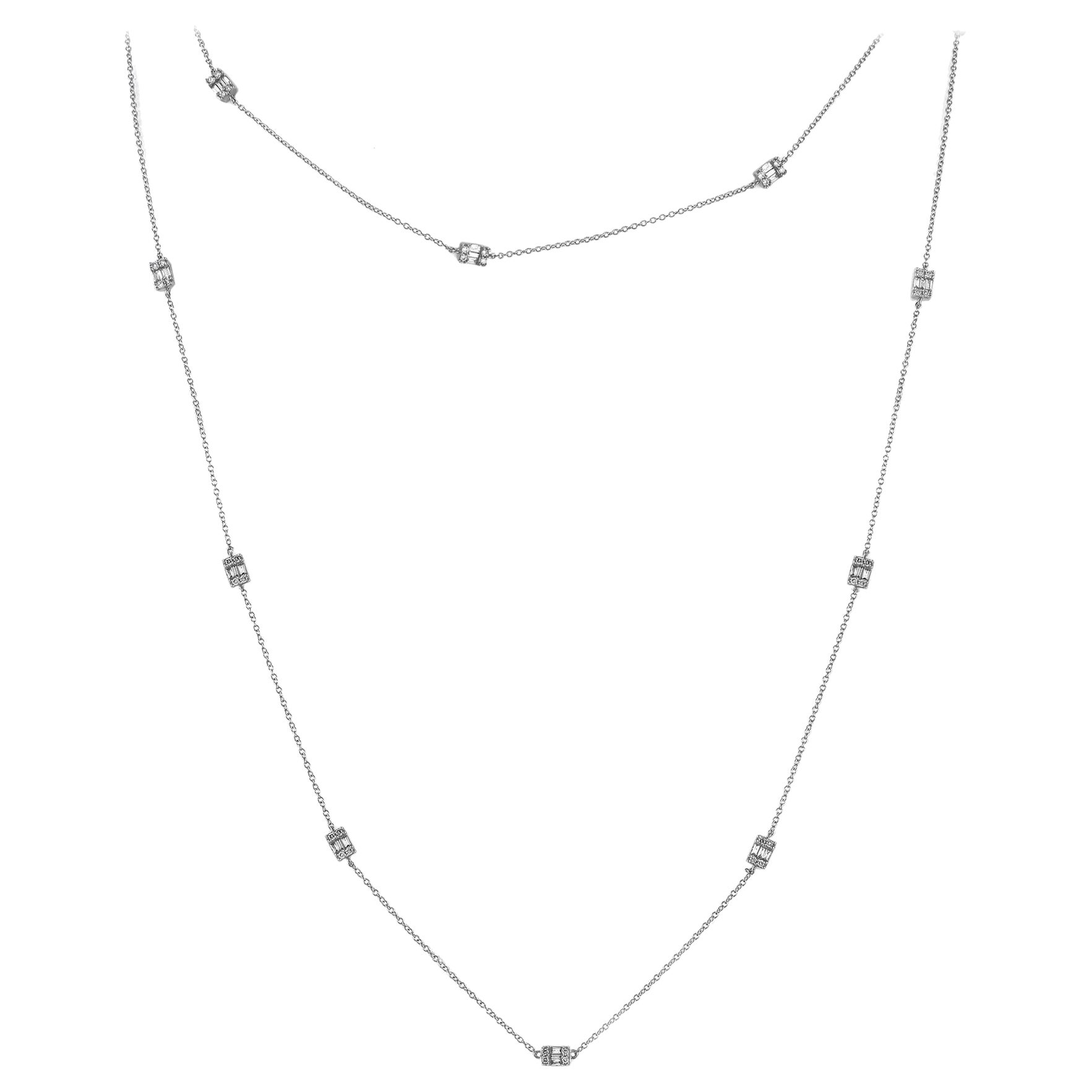 Collier en or blanc 14 carats avec diamants 0,82 carat NK01642-W
