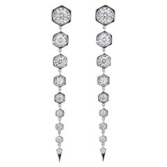 14K White Gold 0.85 Carat Diamond Hexagon Dangle Earrings