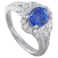 14K White Gold 0.85ct Diamond and Sapphire Ring MF32-050126