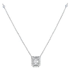 LB Exclusive Collana aureola con cuscino di diamanti in oro bianco 14K da 0,85 carati PN15273