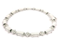 Bracelet à maillons cylindriques nervurés en or blanc 14 carats avec diamants 0,85 carat