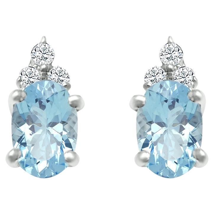 14k White Gold 0.87cts Aquamarine and Diamond Earring, Style#TS1063AQE 21053/1 For Sale