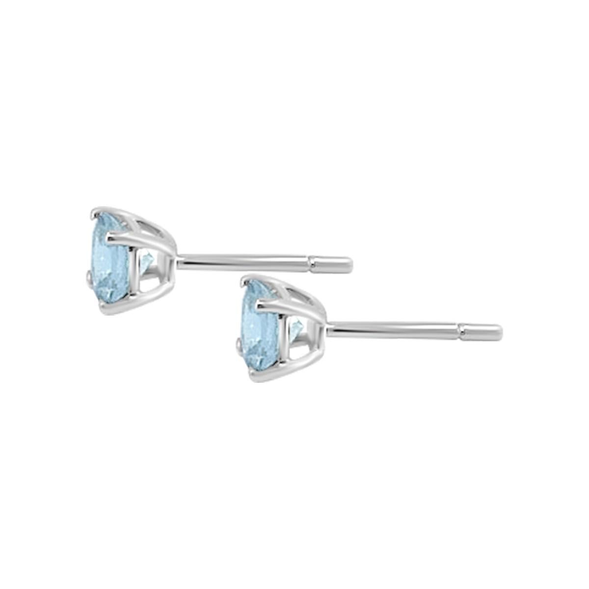 This Aquamarine Stud Earring Can Be The Ultimate Souvenir For Your Love.
Breathtaking 5mm Round Cut  Aquamarine With Four Prong Setting Crafted In 14K White Gold has A Timeless Appeal 

Style# TS1325AQE
Aquamarine: Round  5mm 0.88cts