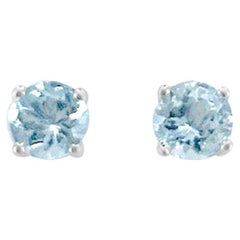 Boucles d'oreilles en or blanc 14 carats avec aigue-marine 0,88 carat, style TS1325AQE