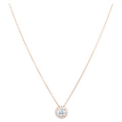14 Karat Weißgold 0,90 Karat rund geschliffener Diamant Solitär Anhänger Halskette