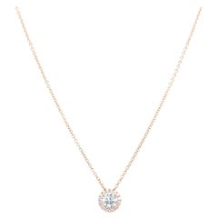 14k White Gold 0.90 Carat Round Cut Diamond Solitaire Pendant Necklace