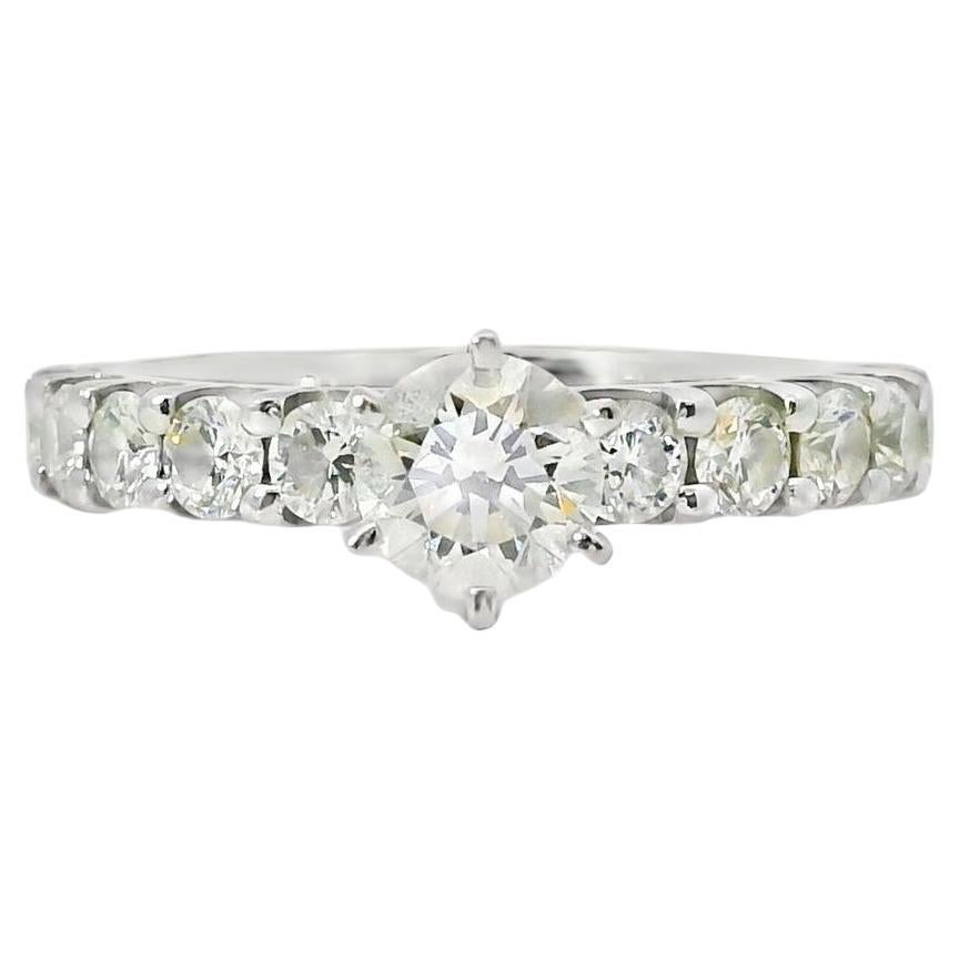 14k White Gold 0.90ct Round Brilliant Diamond with a Shared-Prong Diamond Ring