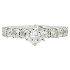 14k White Gold 0.90ct Round Brilliant Diamond with a Shared-Prong Diamond Ring