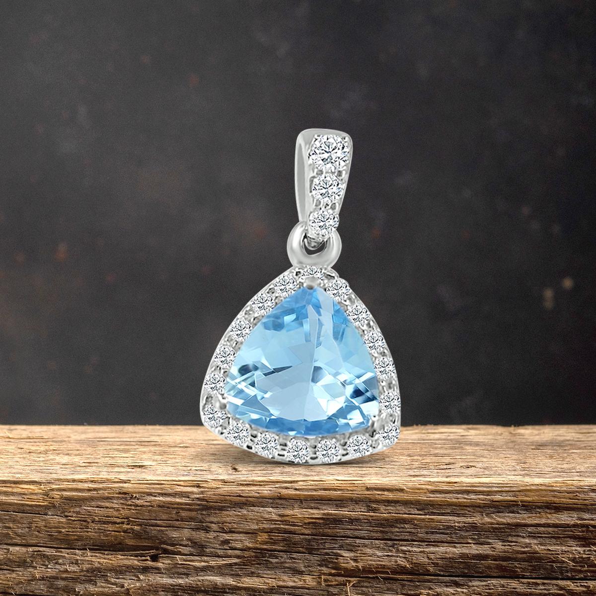 Modern 14k White Gold 0.91cts Aquamarine and Diamond Pendant, Style#TS1078AQP 21056/4 For Sale