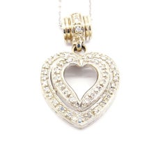 14 Karat White Gold 0.91 Carat Diamond Double Heart Necklace