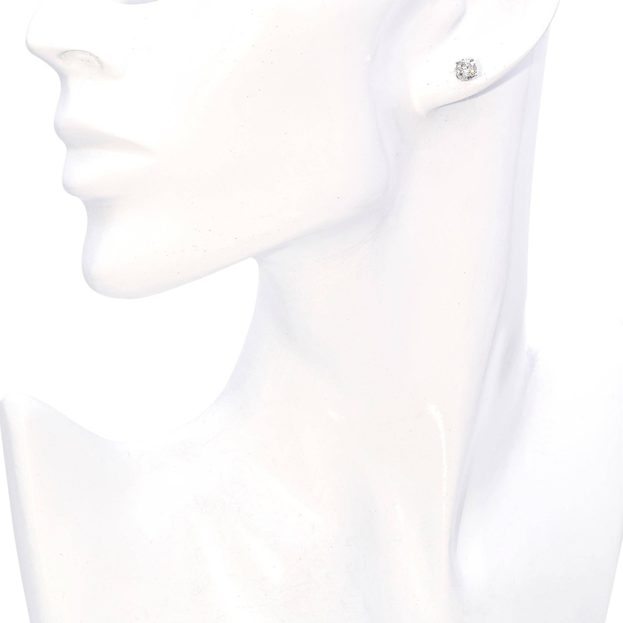 Round Cut 14K White Gold 0.92 TCW Round Diamond Stud Earrings For Sale