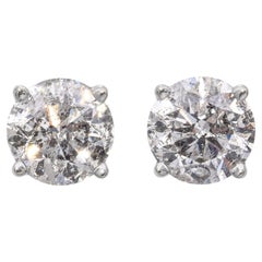 14K Weißgold 0,92 TCW runde Diamant-Ohrstecker