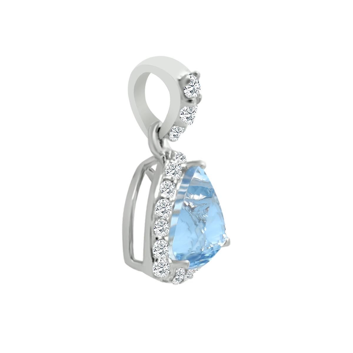 Modern 14K White Gold 0.94cts Aquamarine and Diamond Pendant, Style#TS1275AQP 22053/8 For Sale