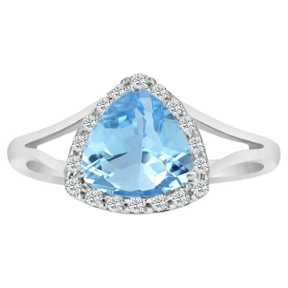 14k White Gold 0.94cts Aquamarine And Diamond Ring, Style# TS1275AQR 22053/10 For Sale