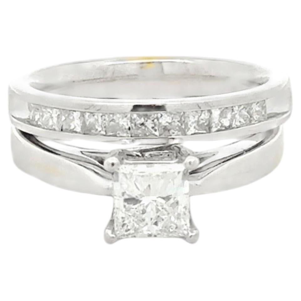 14k White Gold 0.96ct Princess Cut Diamond Solitaire Engagement Ring