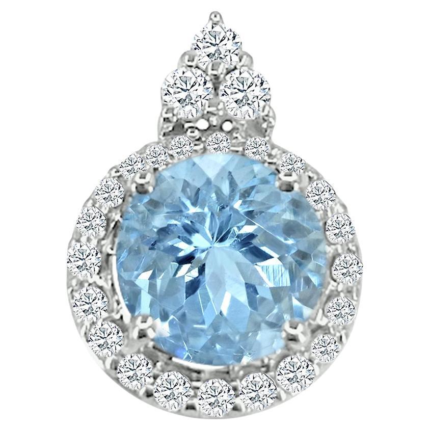 14K White Gold 0.96cts Aquamarine and Diamond Pendant, Style#TS1210AQP 22051/10 For Sale