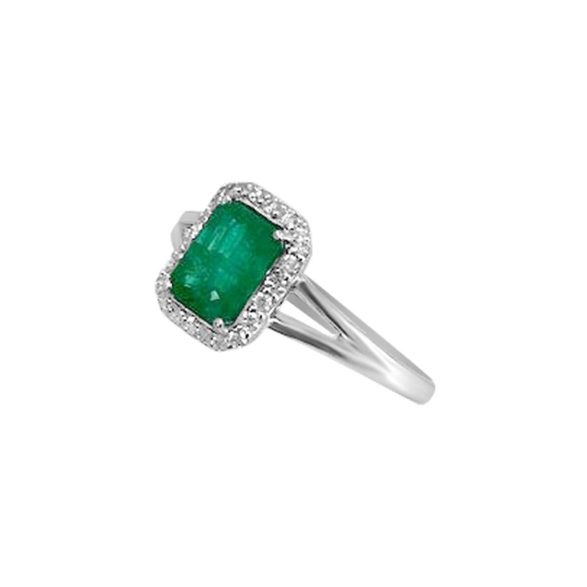 This Luxurious Ring Is Designed With 14K White Gold Set With An Octagon Cut Emerald And Round Diamonds That Will Brighten Your Day.
The Clean Split Band Of This Ring Makes This Ring Look More Beautiful And Elegant.


Style# TS1117R
Emerald : Octagon