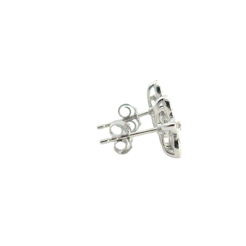 Orecchini con perno a forma di fiore in oro bianco 14k con diamante da 0,96 carati in vendita 1