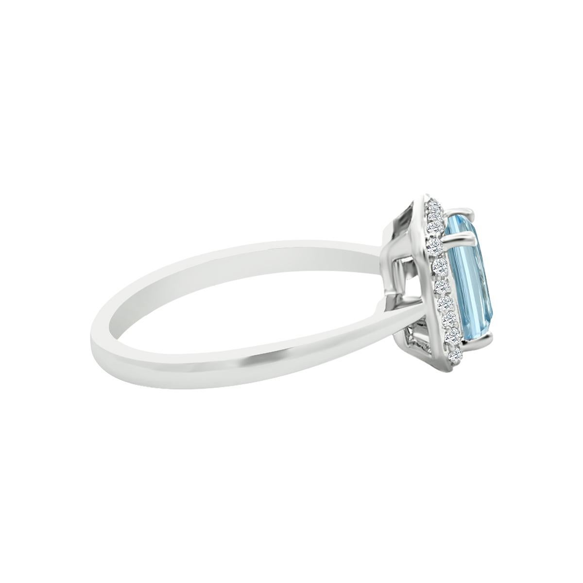 Modern 14K White Gold 0.98cts Aquamarine And Diamond Ring. Style# TS1273AQR 22032/13 For Sale