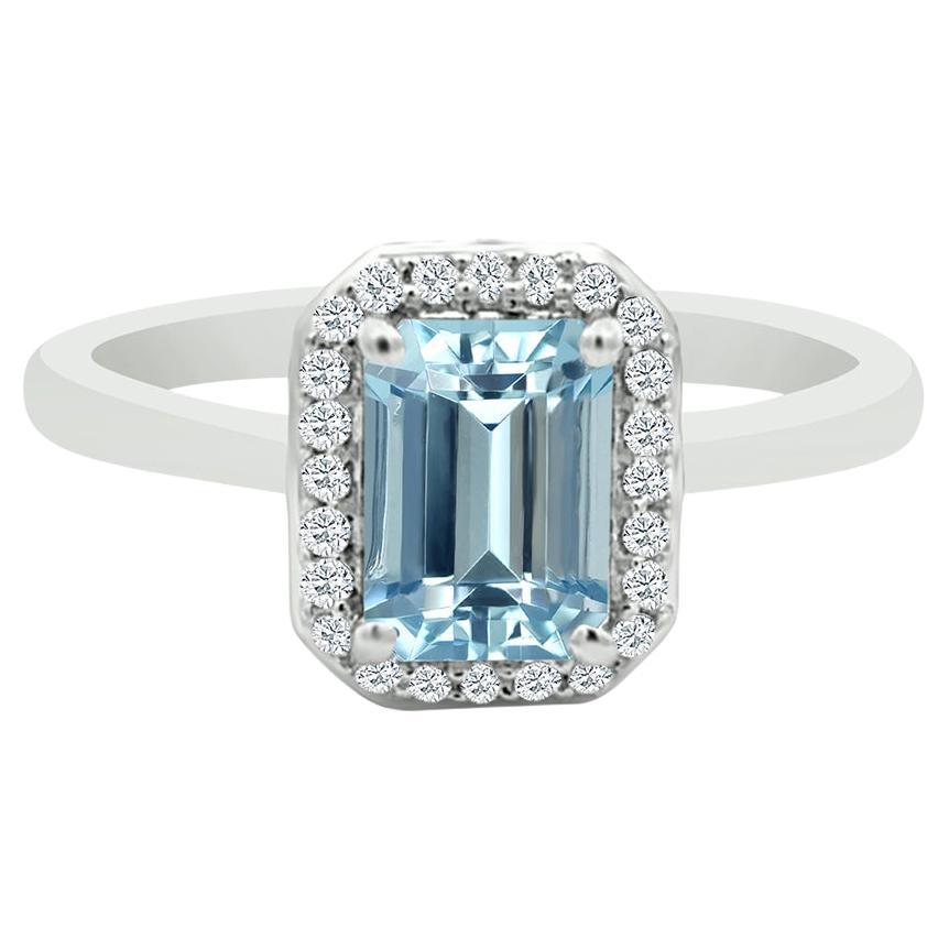 14K White Gold 0.98cts Aquamarine And Diamond Ring. Style# TS1273AQR 22032/13 For Sale