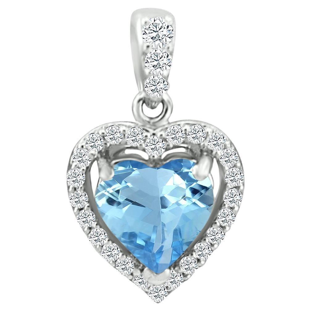 14K White Gold 0.99cts Aquamarine and Diamond Pendant, Style#TS1257AQP 22047/4