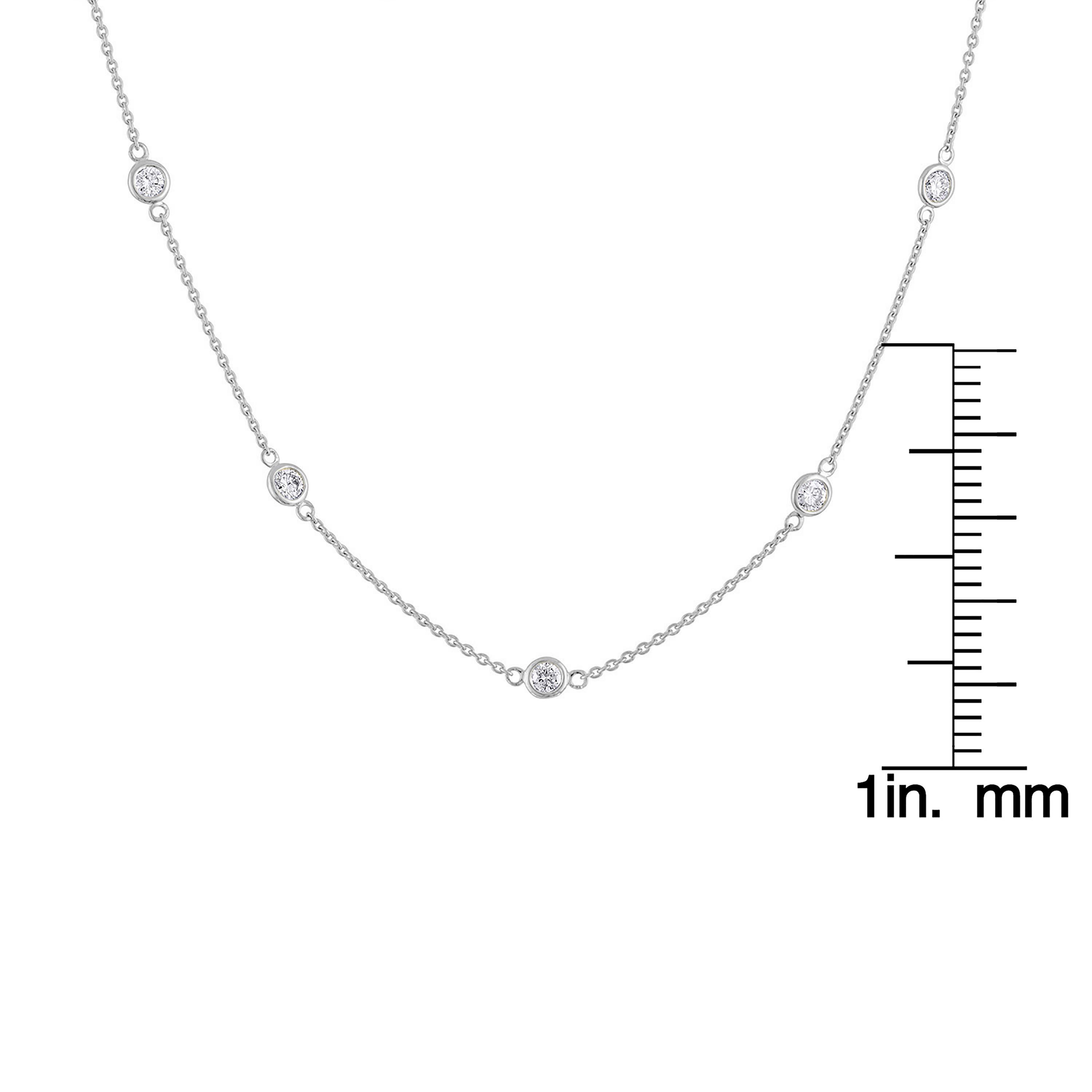 Contemporary 14K White Gold 1 1/10 Carat Diamond Station Necklace
